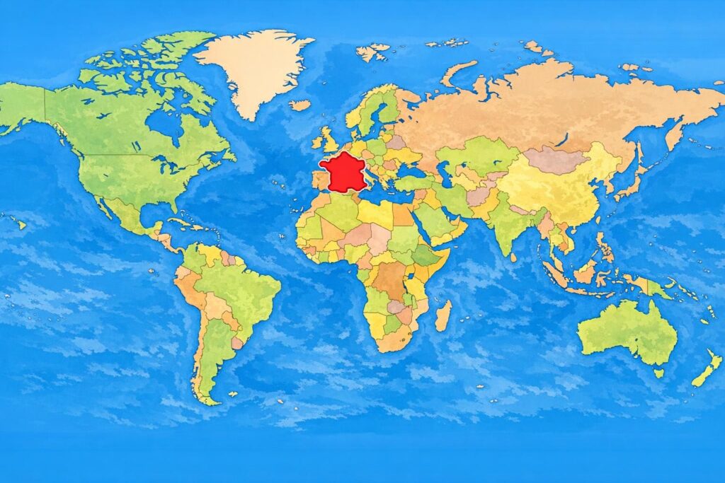 découvrez la localisation exacte de la france sur la carte du monde et explorez ses frontières, ses régions et sa position géographique en europe.